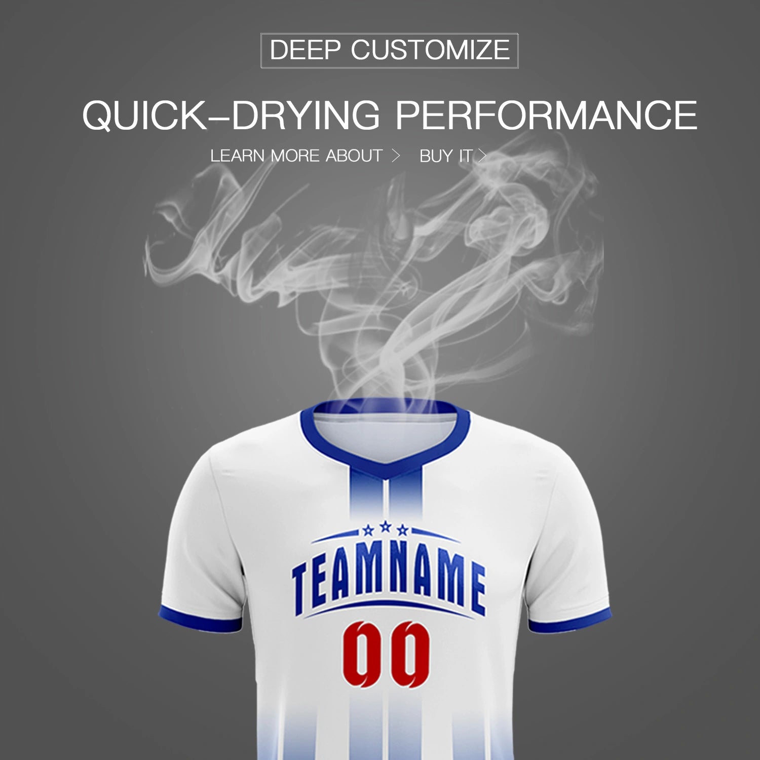 Custom White Royal Blue Vertical Training Uniform Soccer Sets Jersey
