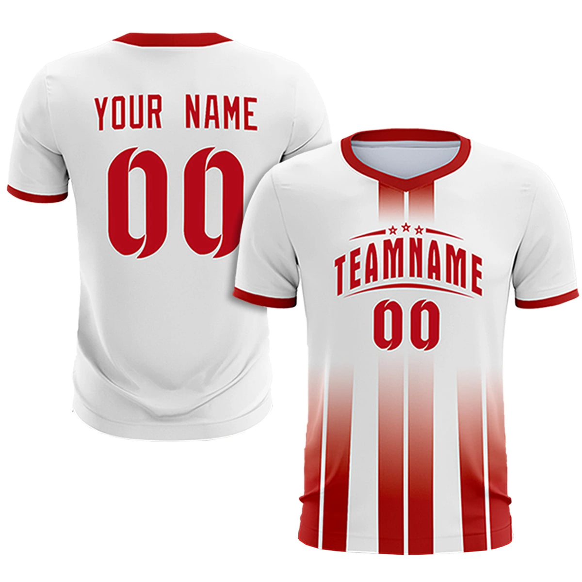 Custom White Red Vertical Training Uniform Soccer Sets Jersey