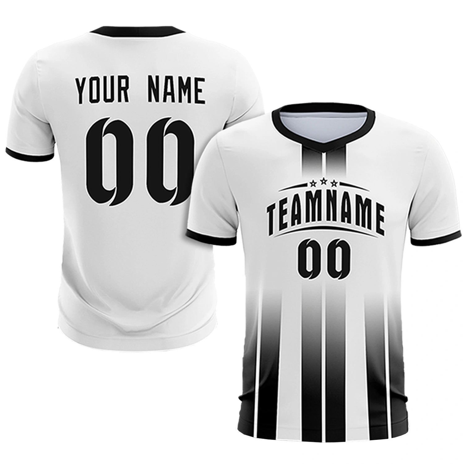 Custom White Black Vertical Training Uniform Soccer Sets Jersey