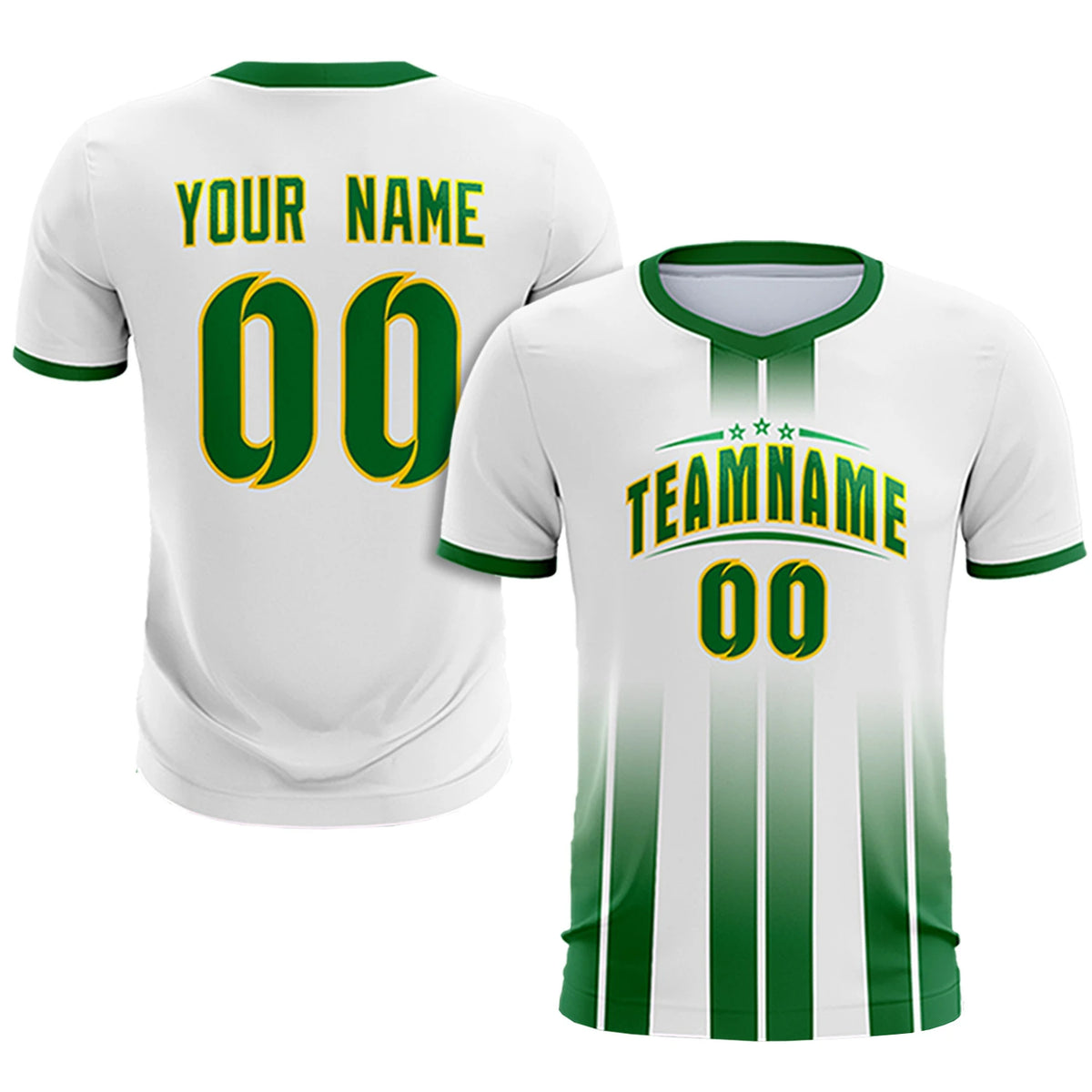 Custom White Kelly Green Vertical Training Uniform Soccer Sets Jersey