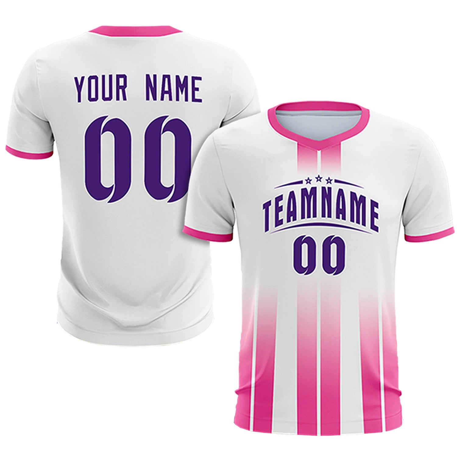 Custom White Pink Vertical Training Uniform Soccer Sets Jersey