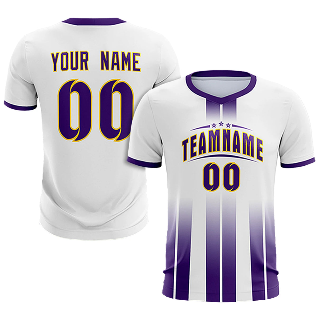 Custom White Purple Vertical Training Uniform Soccer Sets Jersey