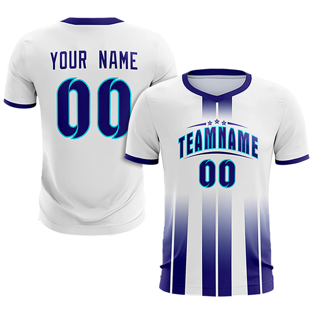 Custom White Purple Vertical Training Uniform Soccer Sets Jersey