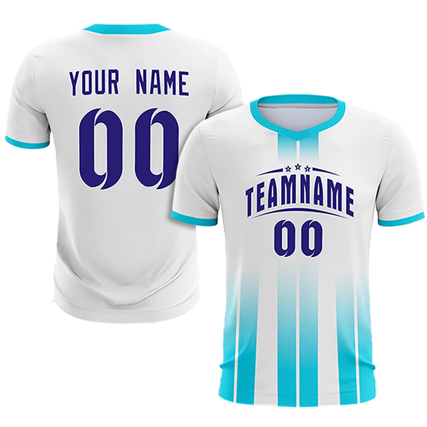 Custom White Sky Blue Vertical Training Uniform Soccer Sets Jersey