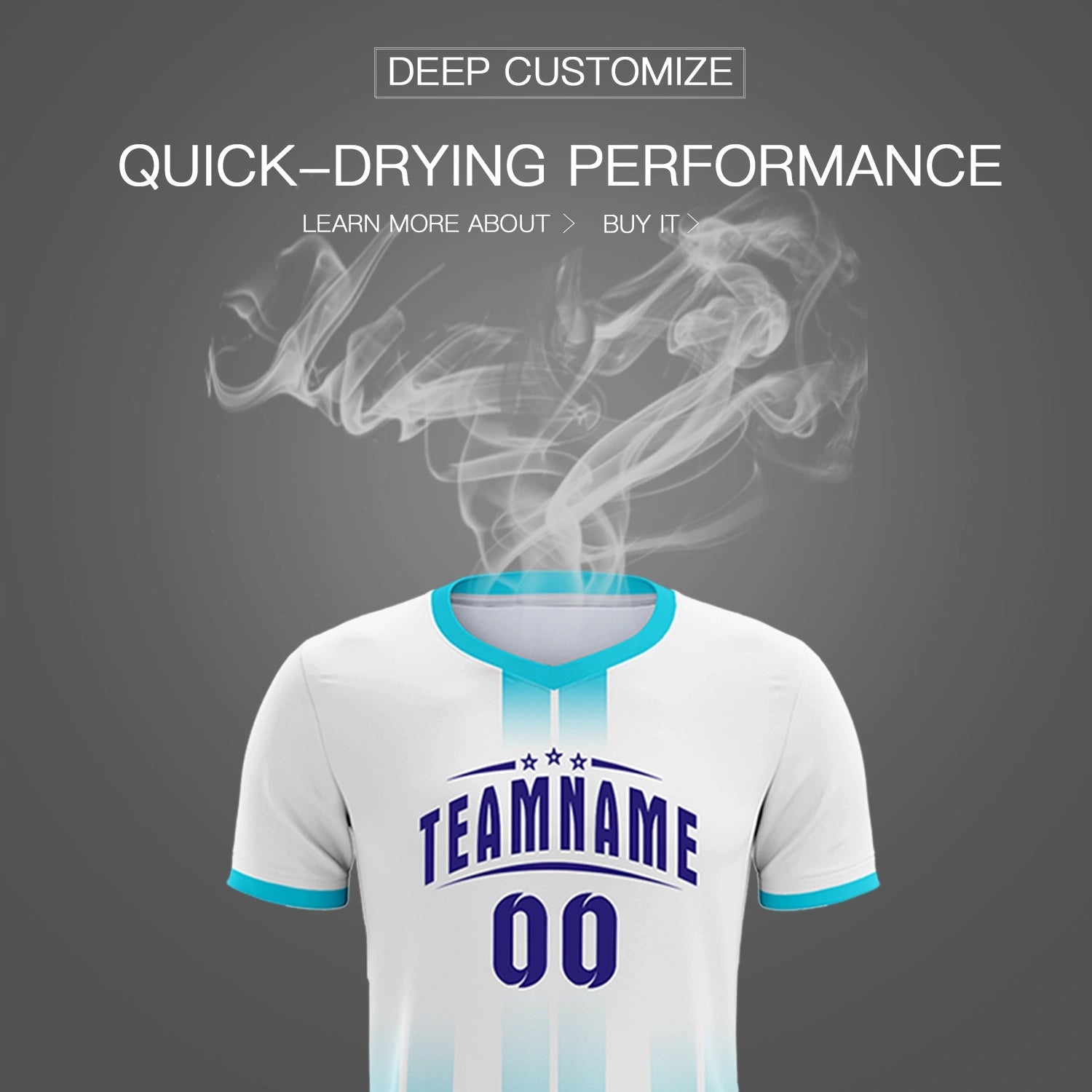 Custom White Sky Blue Vertical Training Uniform Soccer Sets Jersey