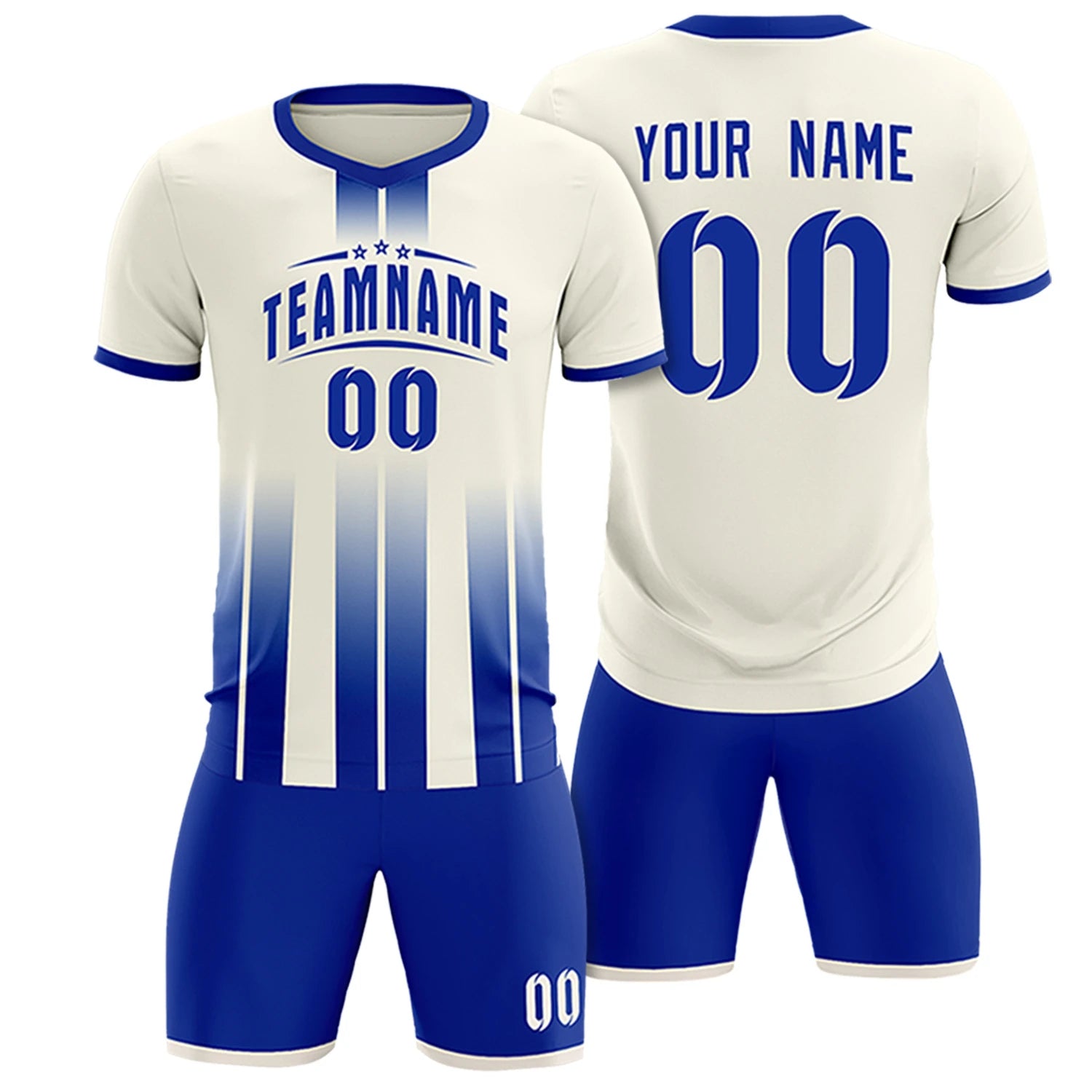 Custom Khaki Royal Blue Vertical Training Uniform Soccer Sets Jersey