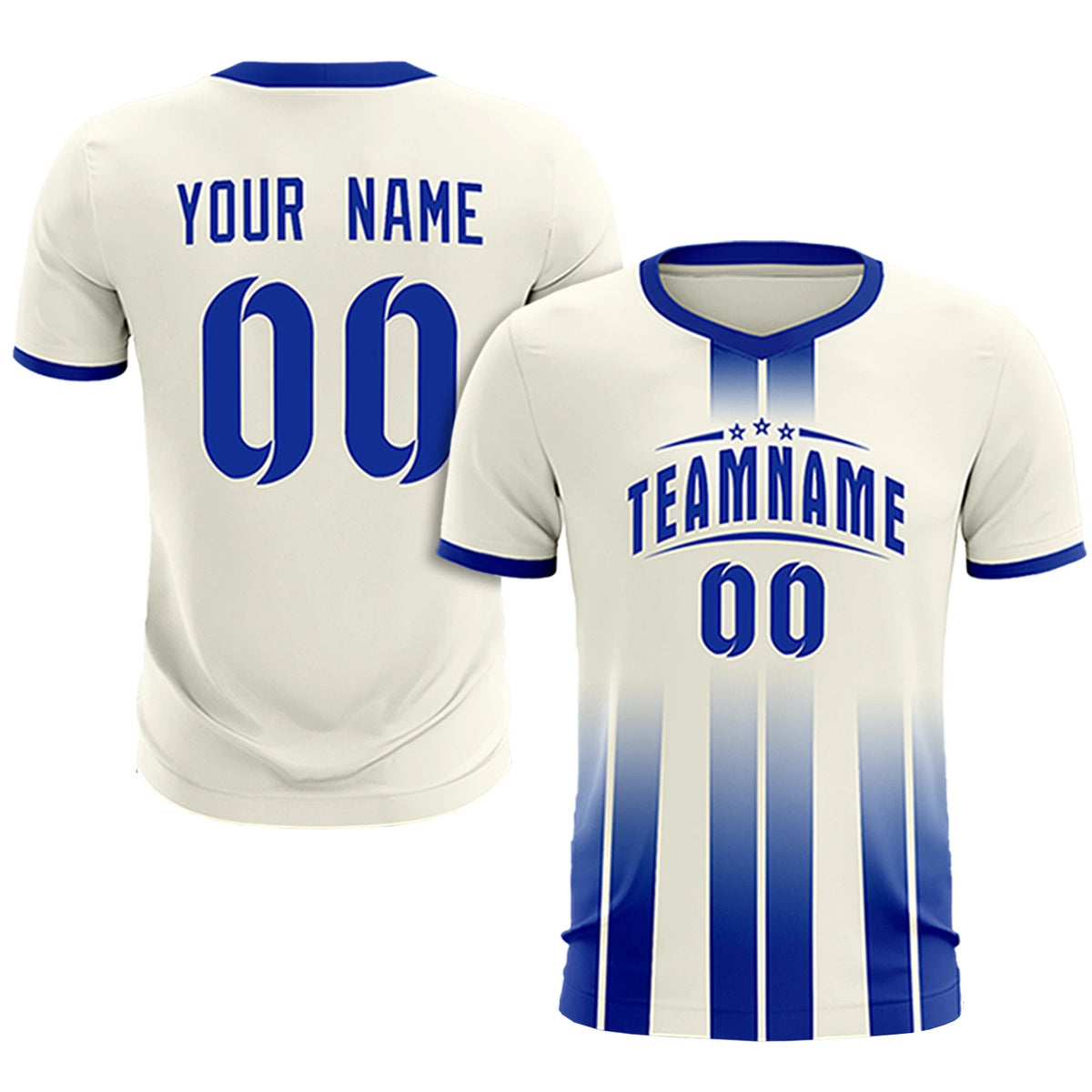 Custom Khaki Royal Blue Vertical Training Uniform Soccer Sets Jersey