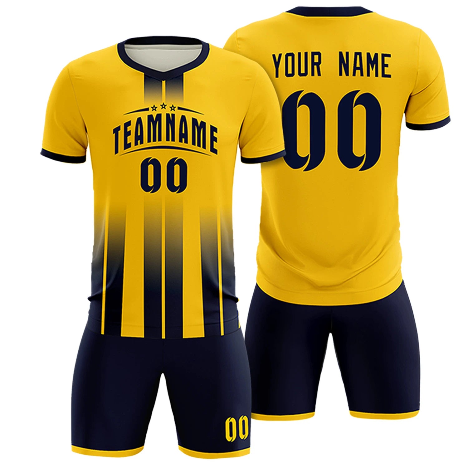 Custom Gold01 Navy Vertical Training Uniform Soccer Sets Jersey