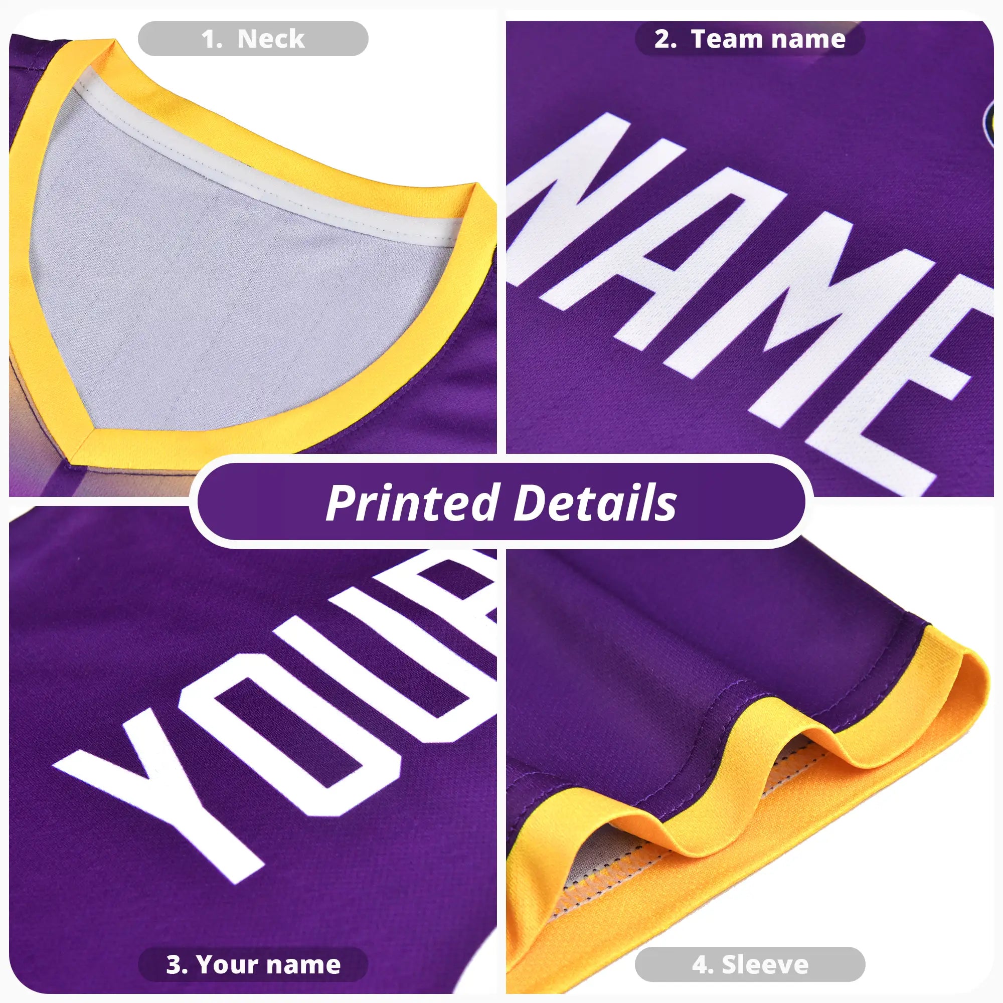 Custom Gold01 Purple Vertical Training Uniform Soccer Sets Jersey