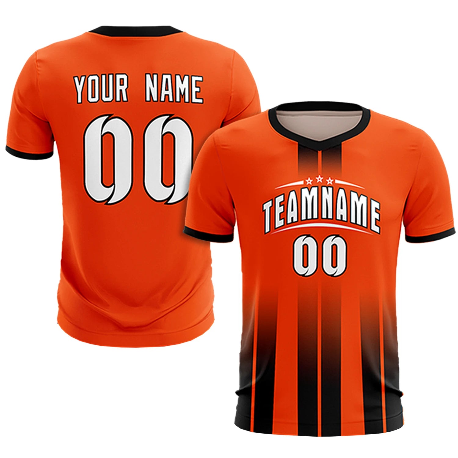 Custom Orange Black Vertical Training Uniform Soccer Sets Jersey
