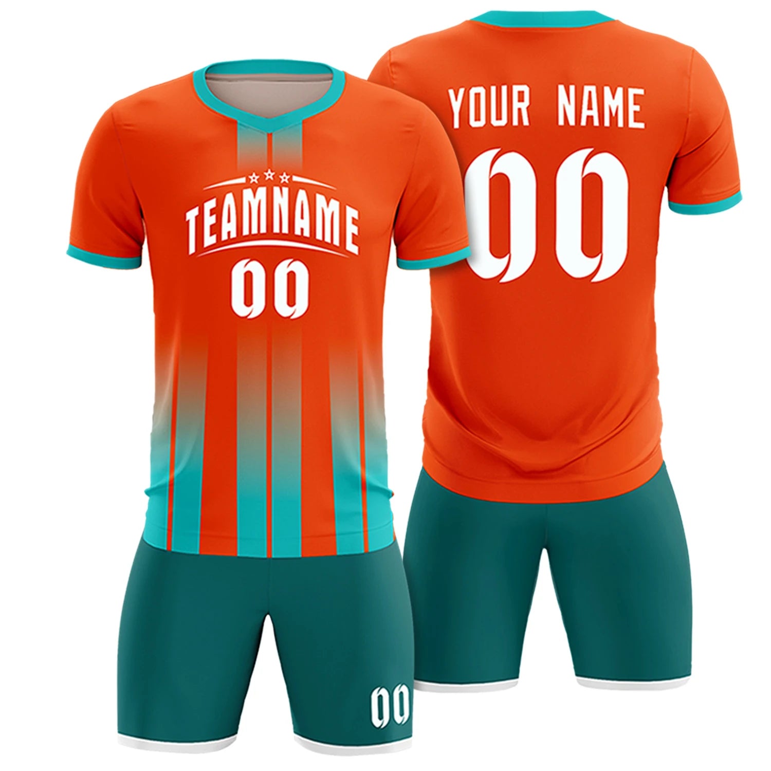 Custom Orange Bright Green Vertical Training Uniform Soccer Sets Jersey
