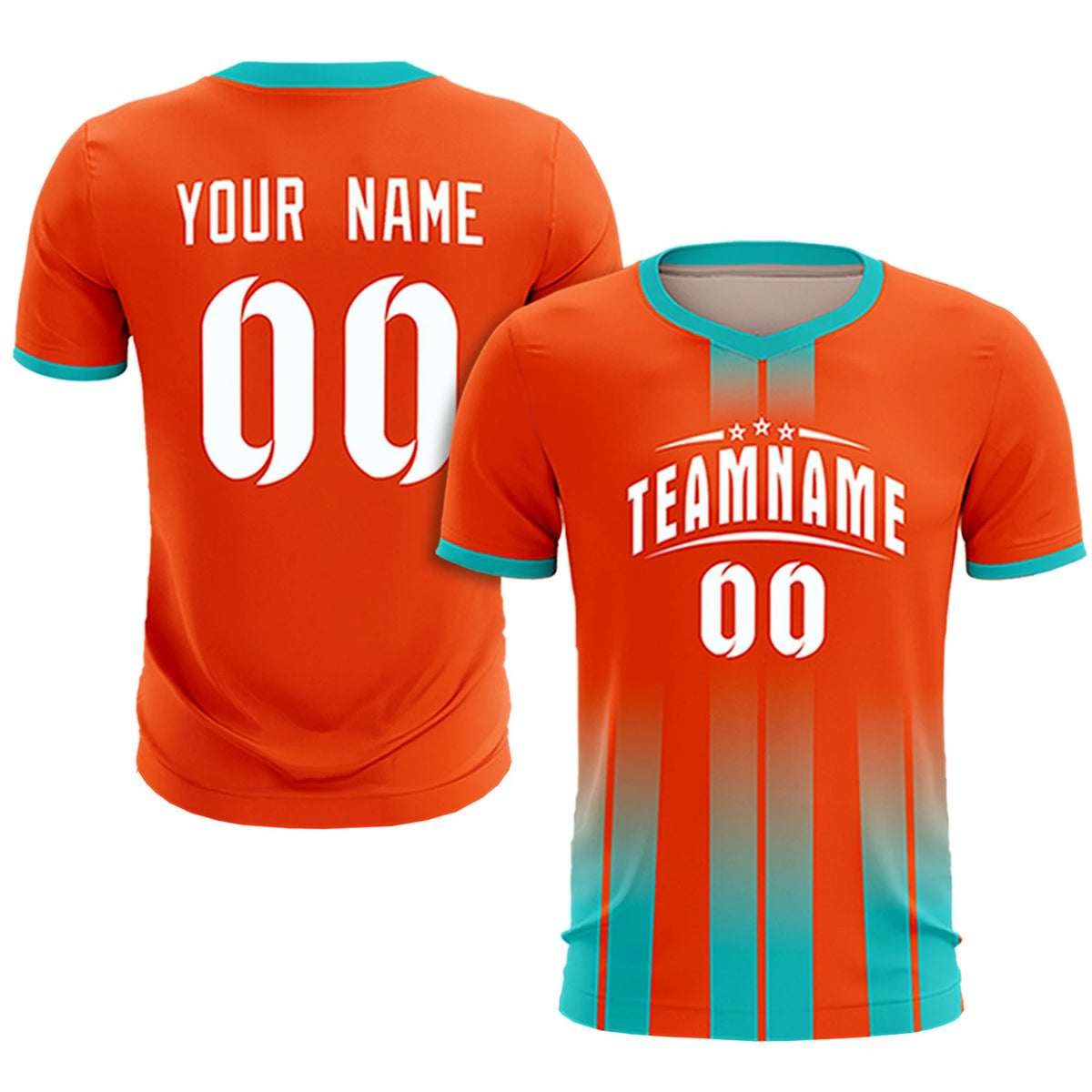 Custom Orange Bright Green Vertical Training Uniform Soccer Sets Jersey