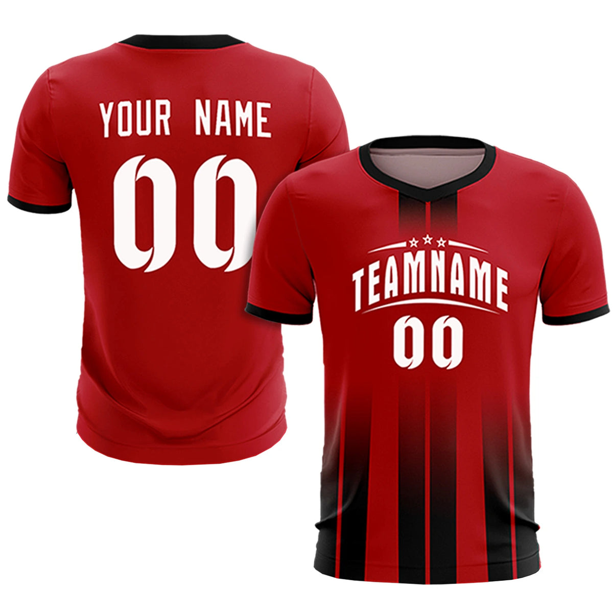 Custom Red Black Vertical Training Uniform Soccer Sets Jersey