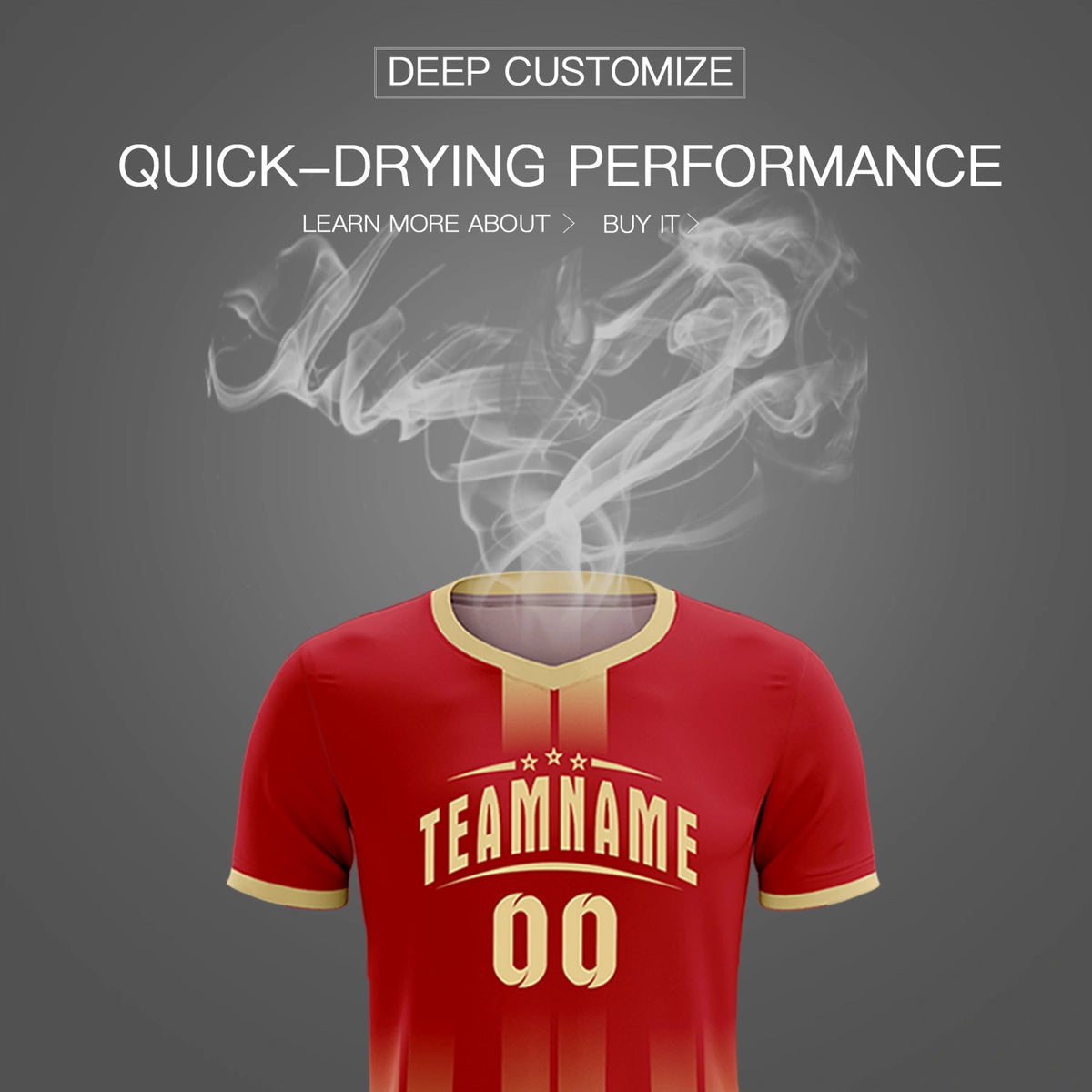 Custom Red Khaki Vertical Training Uniform Soccer Sets Jersey