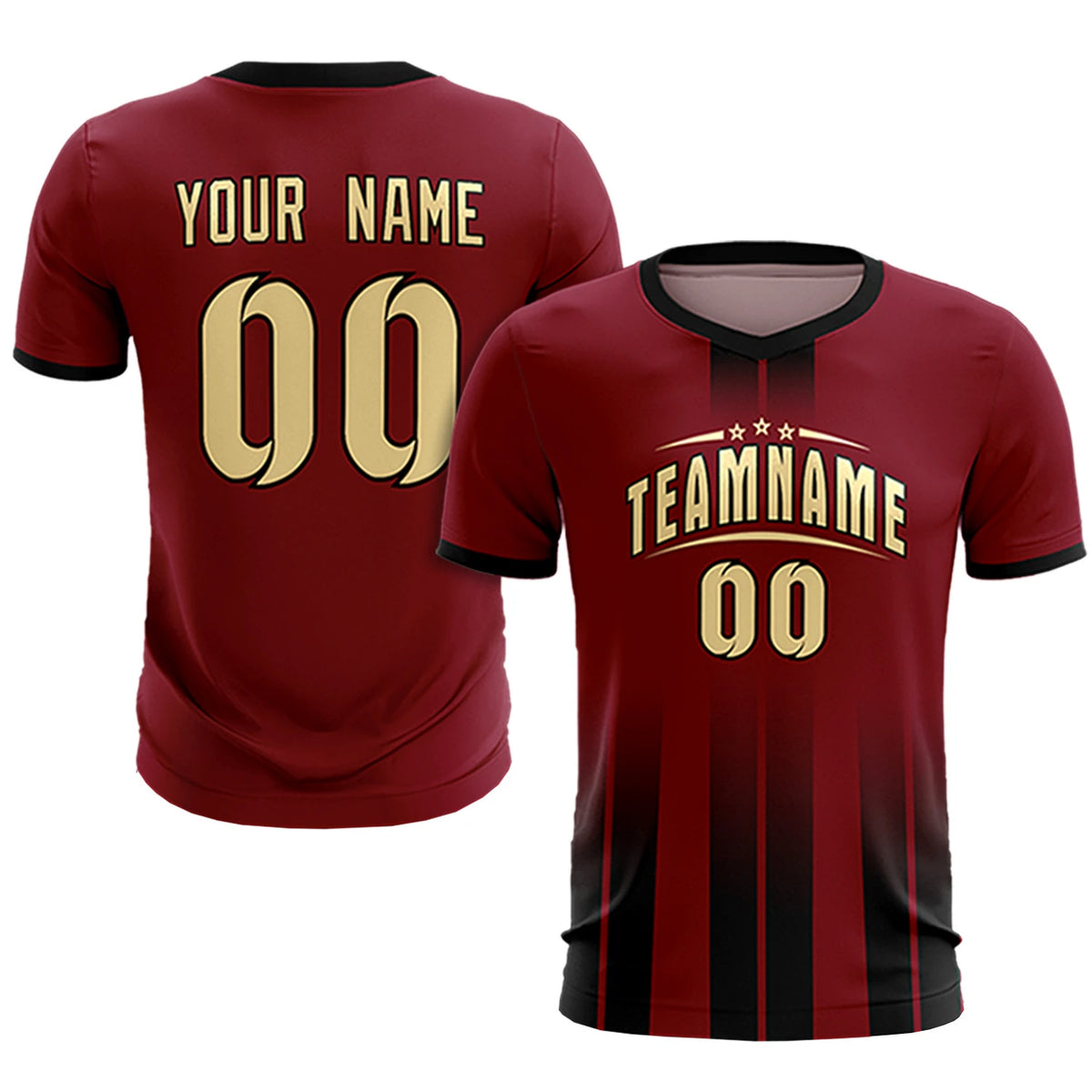 Custom Crimson Black Vertical Training Uniform Soccer Sets Jersey