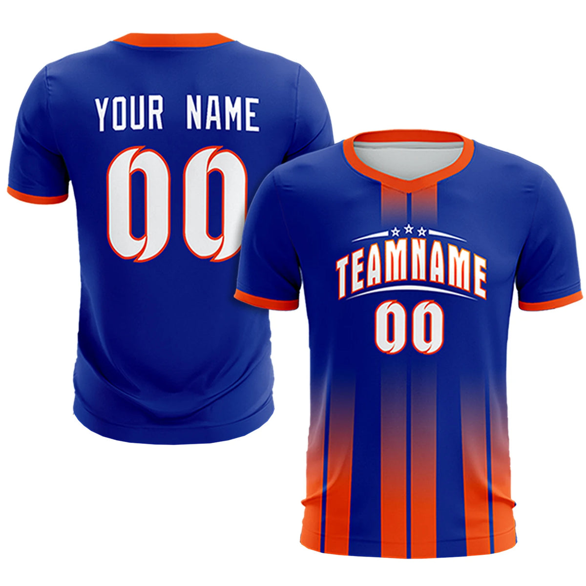 Custom Royal Blue Orange Vertical Training Uniform Soccer Sets Jersey