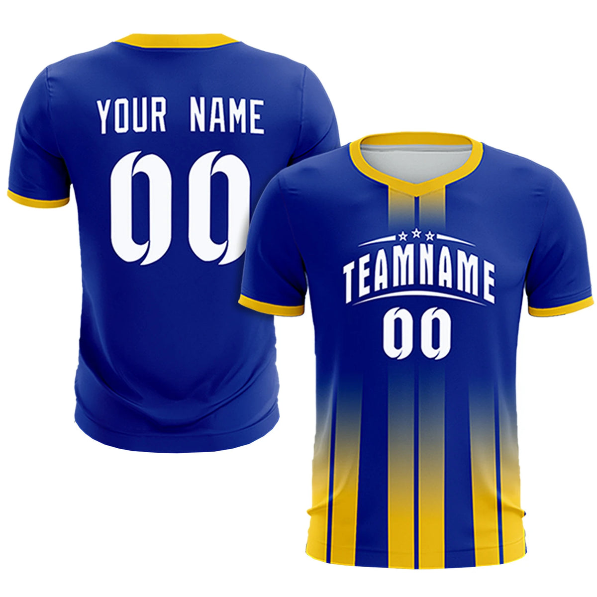 Custom Royal Blue Gold01 Vertical Training Uniform Soccer Sets Jersey