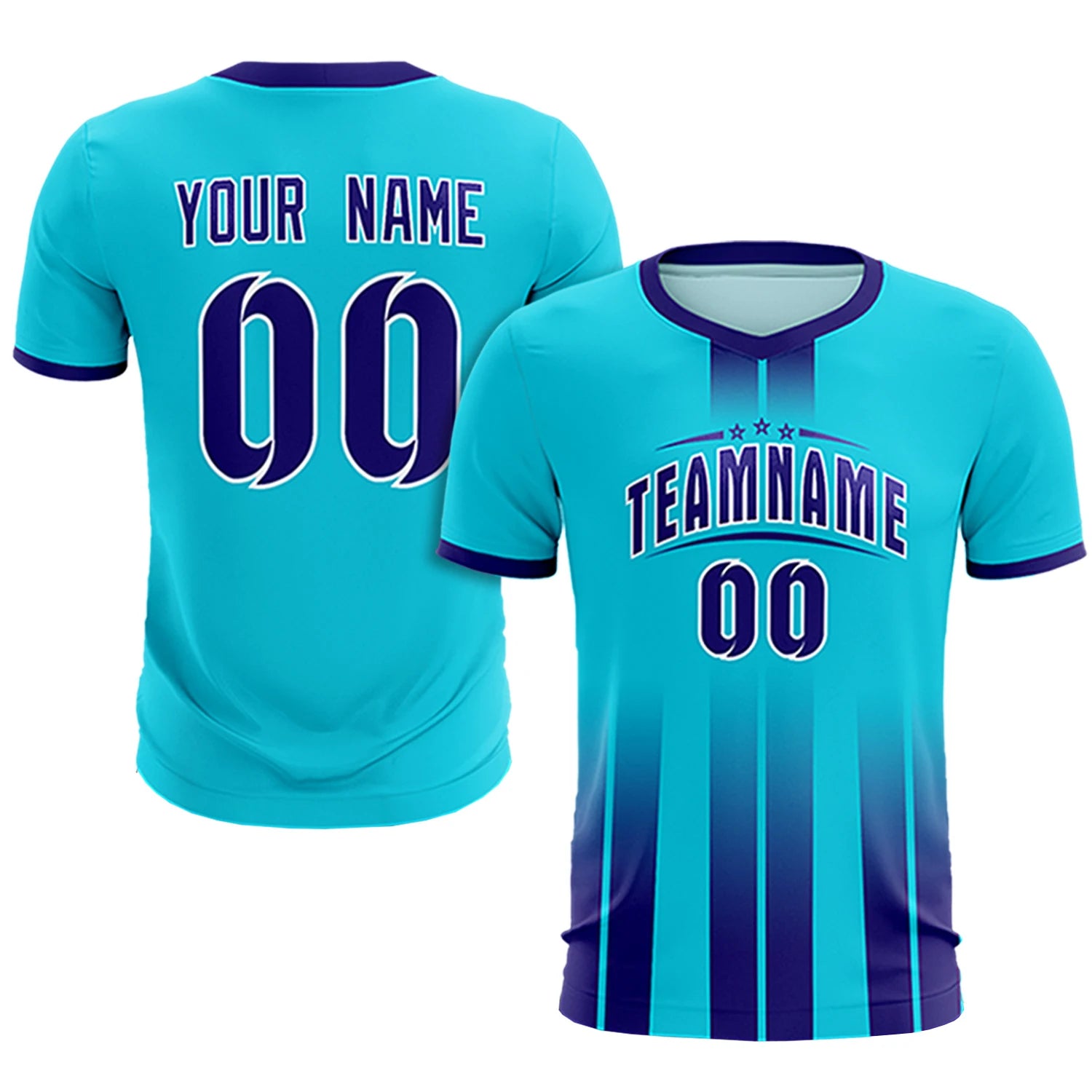 Custom Sky Blue Purple Vertical Training Uniform Soccer Sets Jersey