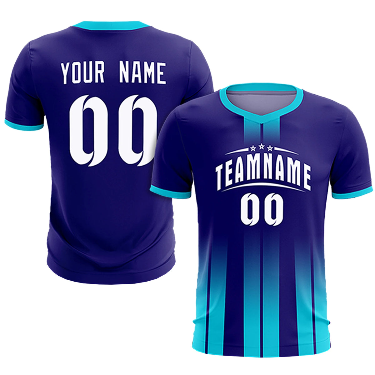 Custom Purple Sky Blue Vertical Training Uniform Soccer Sets Jersey