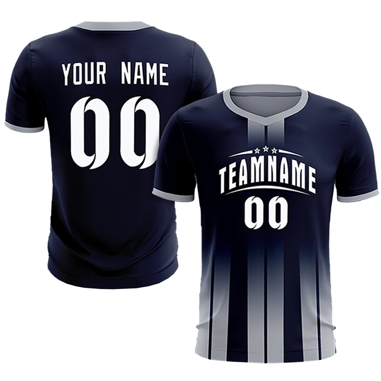 Custom Navy Gray Vertical Training Uniform Soccer Sets Jersey