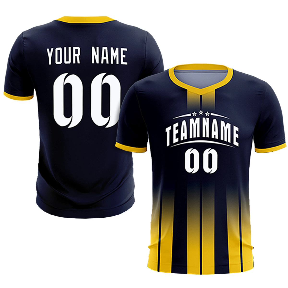 Custom Navy Gold01 Vertical Training Uniform Soccer Sets Jersey
