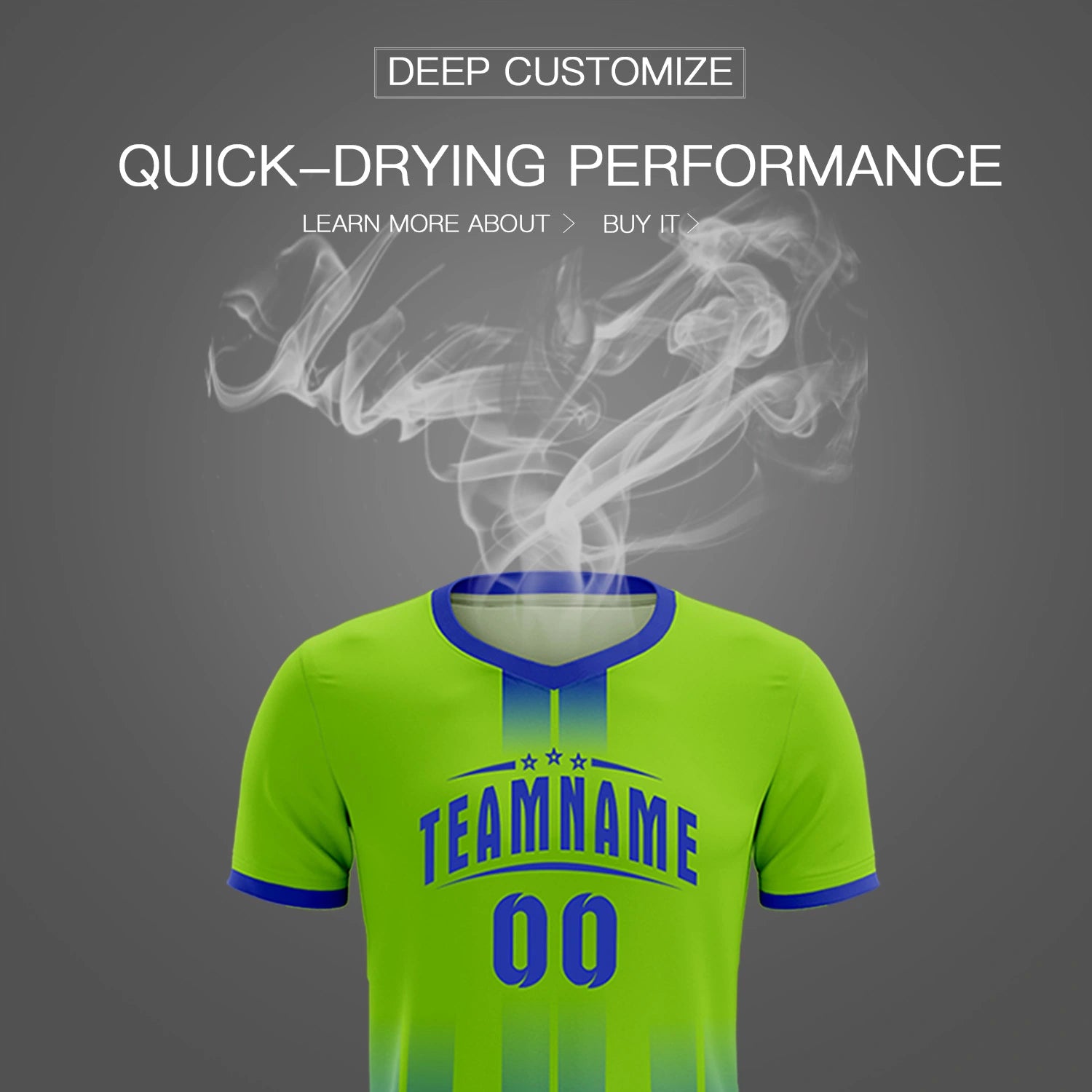 Custom Neon Green Royal Blue Vertical Training Uniform Soccer Sets Jersey