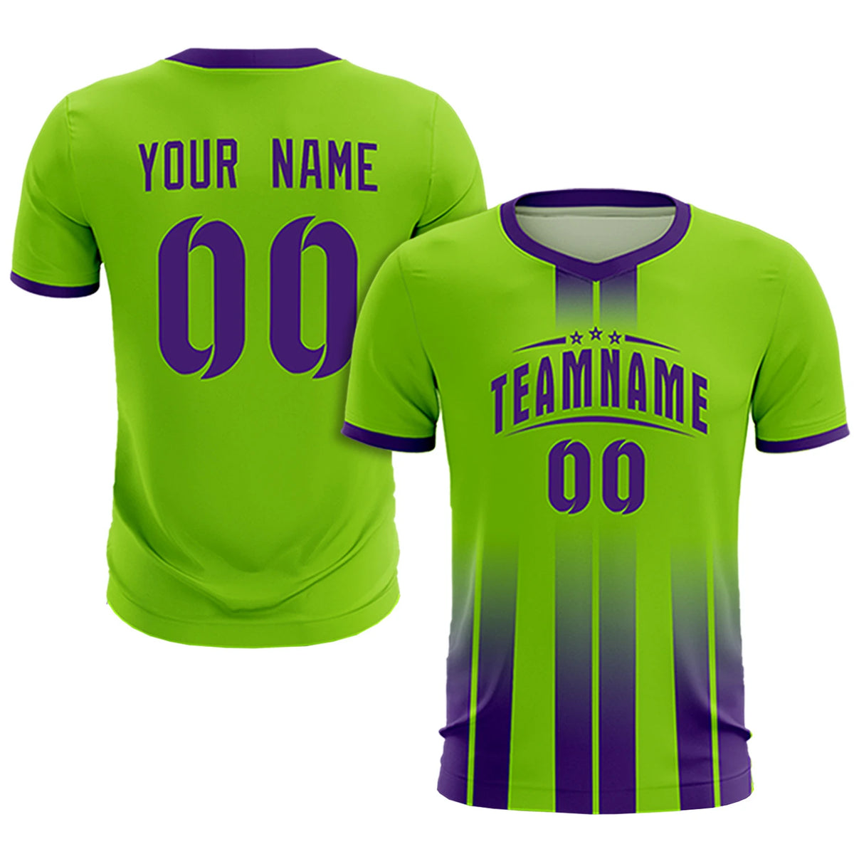 Custom Neon Green Purple Vertical Training Uniform Soccer Sets Jersey