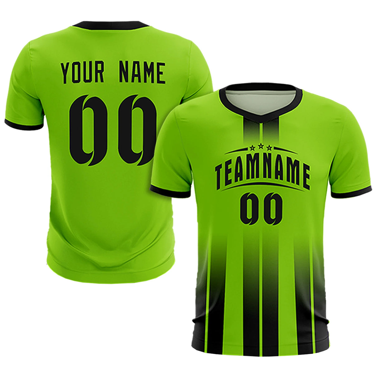 Custom Neon Green Black Vertical Training Uniform Soccer Sets Jersey