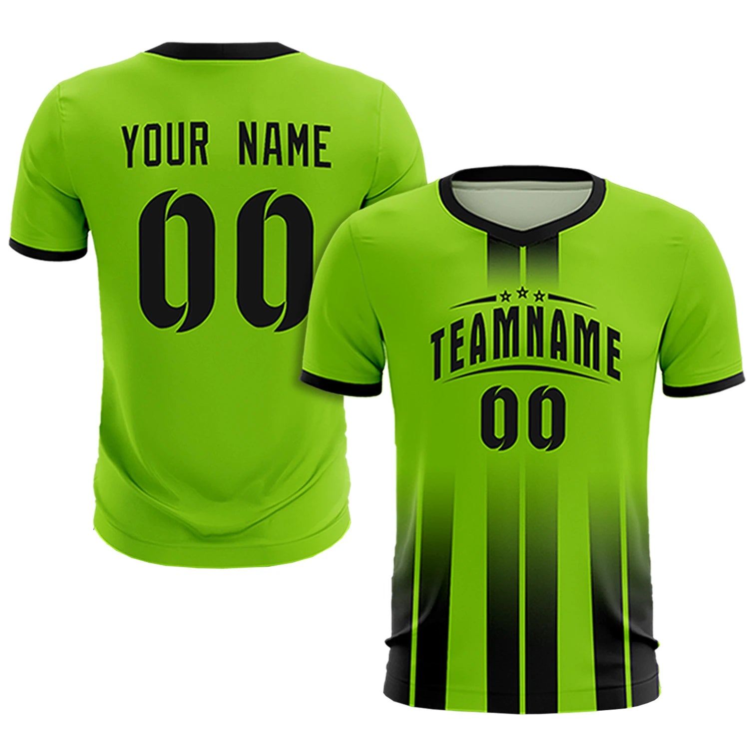 Custom Neon Green Black Vertical Training Uniform Soccer Sets Jersey