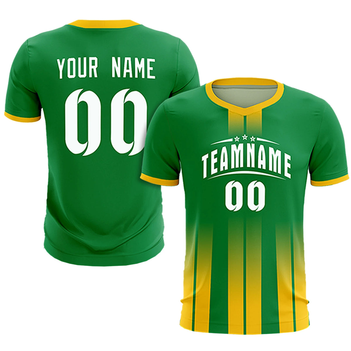 Custom Kelly Green Gold01 Vertical Training Uniform Soccer Sets Jersey