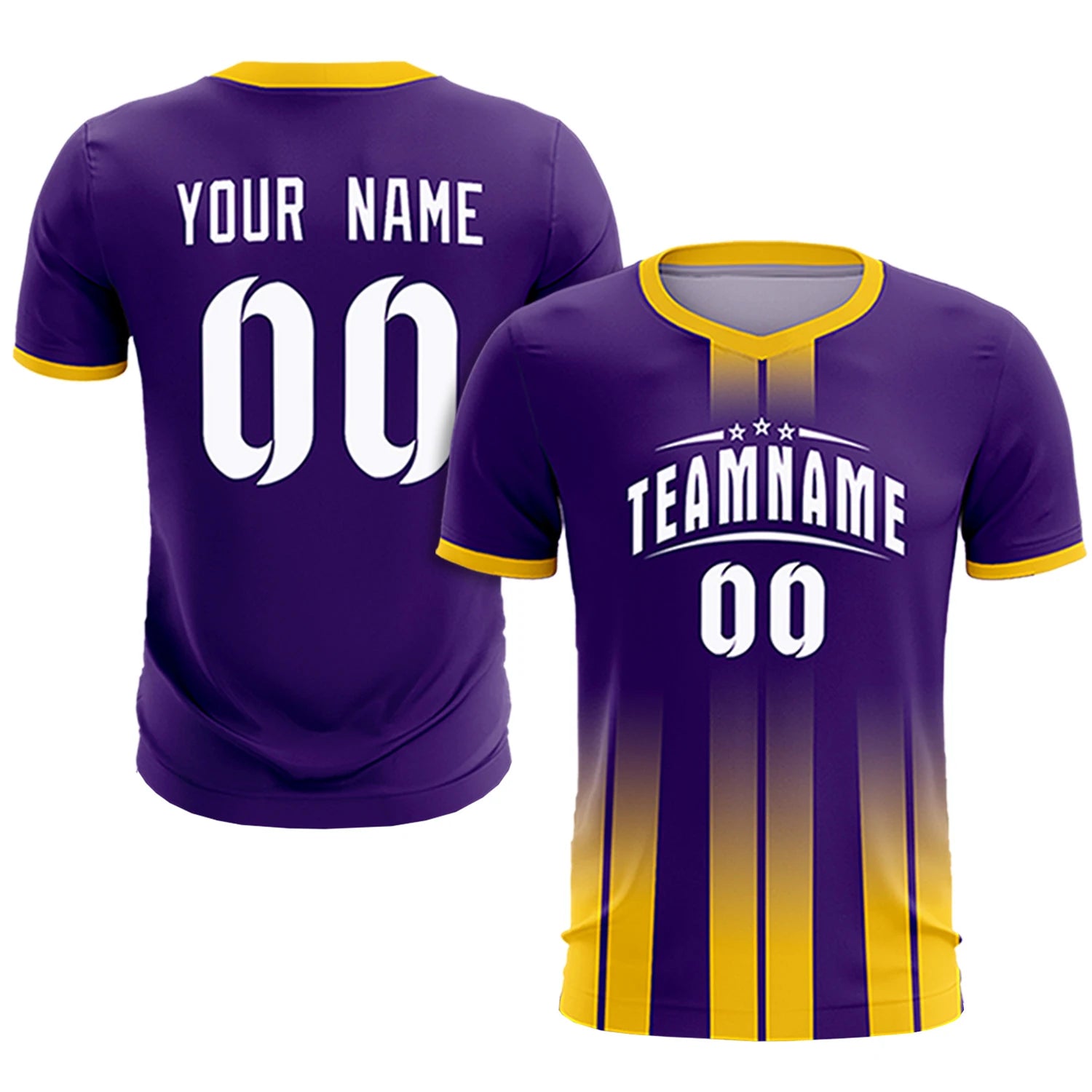 Custom Purple Gold01 Vertical Training Uniform Soccer Sets Jersey