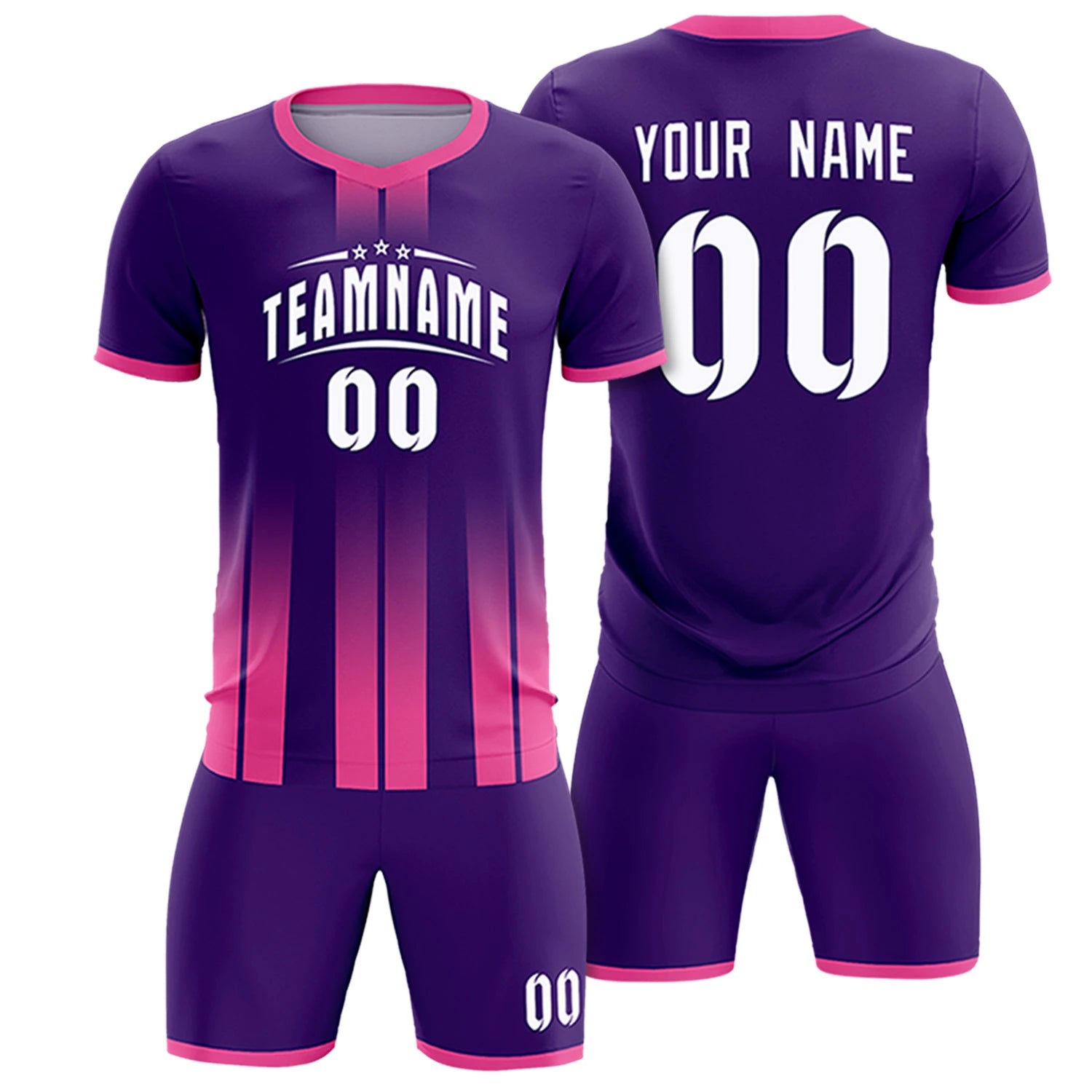 Custom Purple Pink Vertical Training Uniform Soccer Sets Jersey