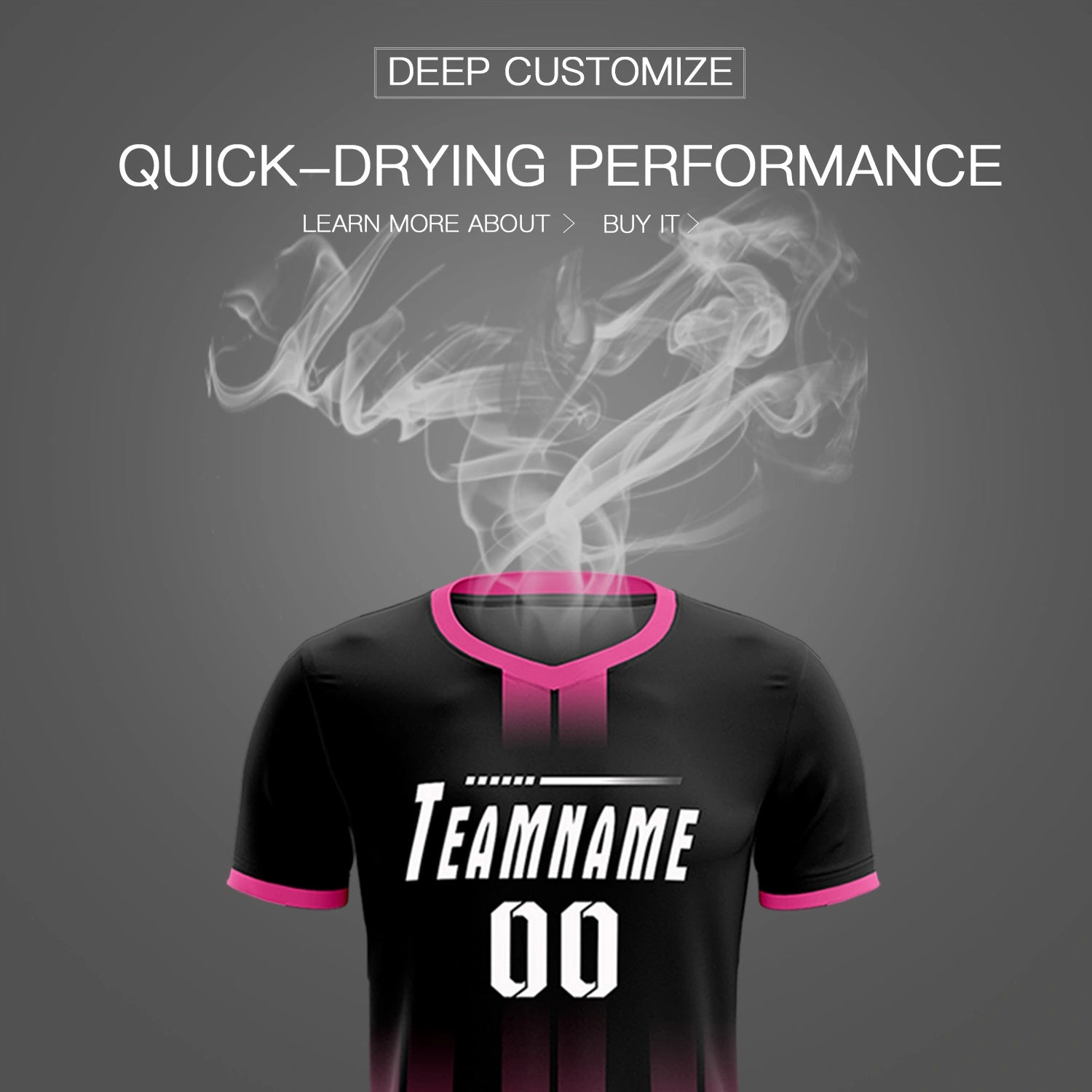 Custom Black Pink Vertical Training Uniform Soccer Sets Jersey