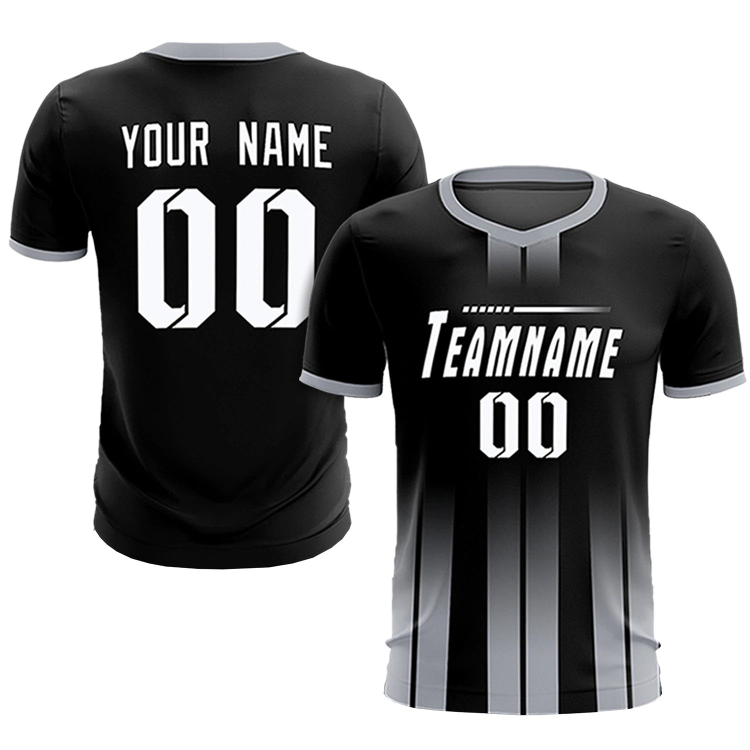 Custom Black Gray Vertical Training Uniform Soccer Sets Jersey