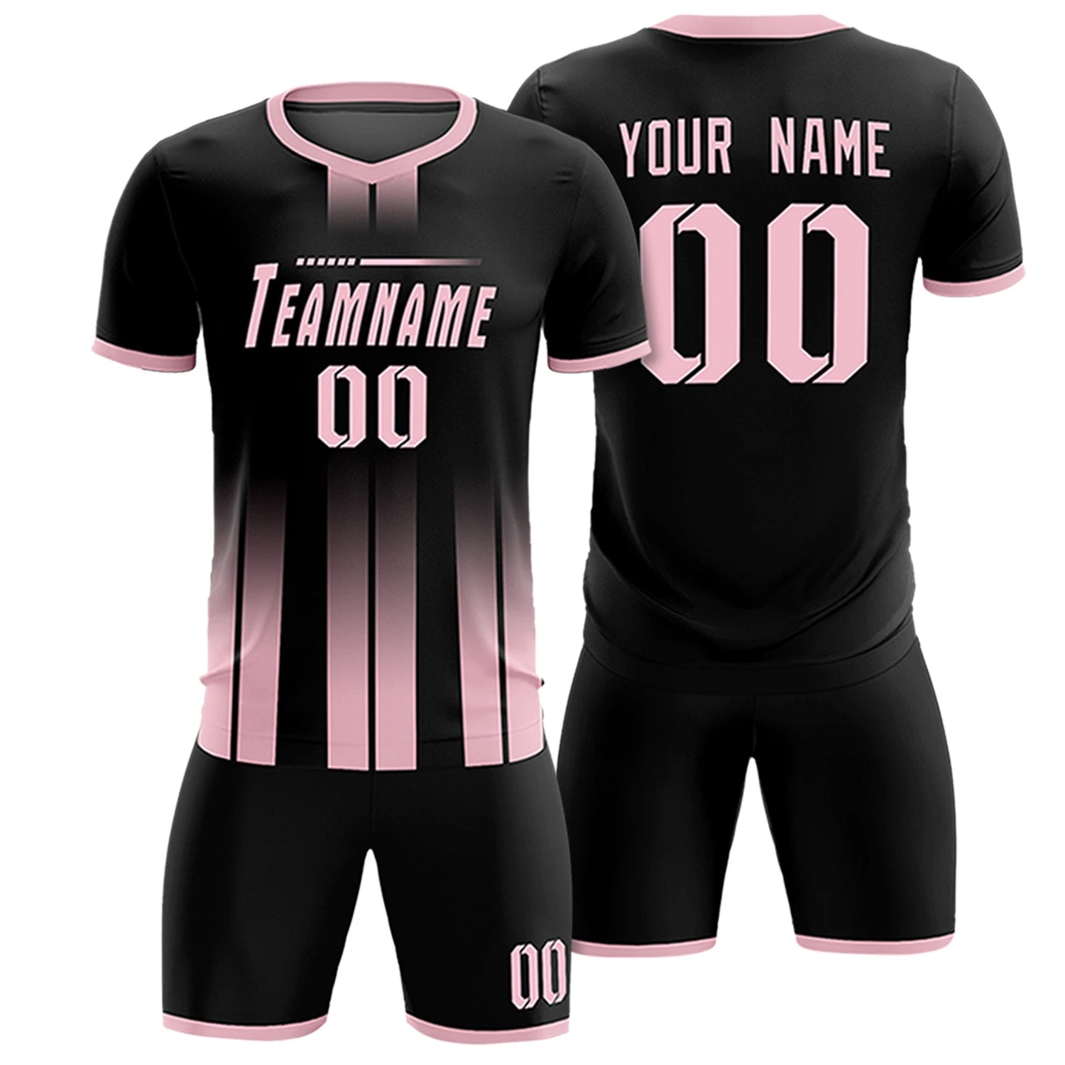 Custom Black Light Pink Vertical Training Uniform Soccer Sets Jersey