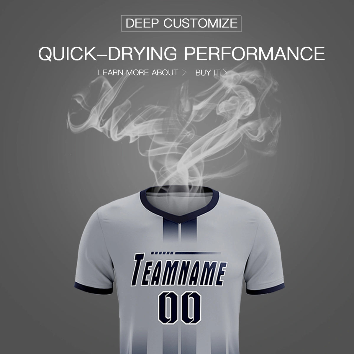 Custom Gray Navy Vertical Training Uniform Soccer Sets Jersey