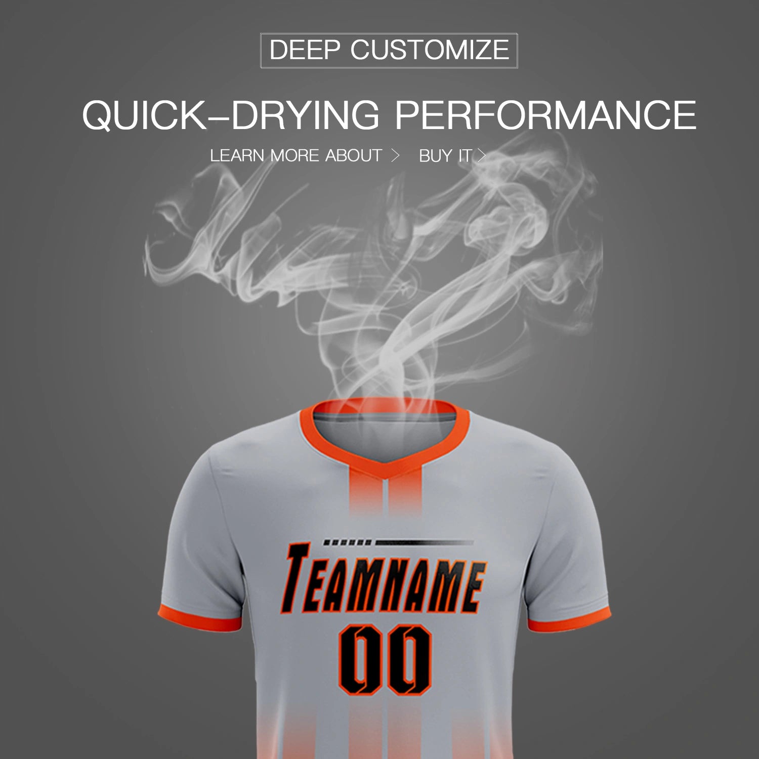 Custom Gray Orange Vertical Training Uniform Soccer Sets Jersey