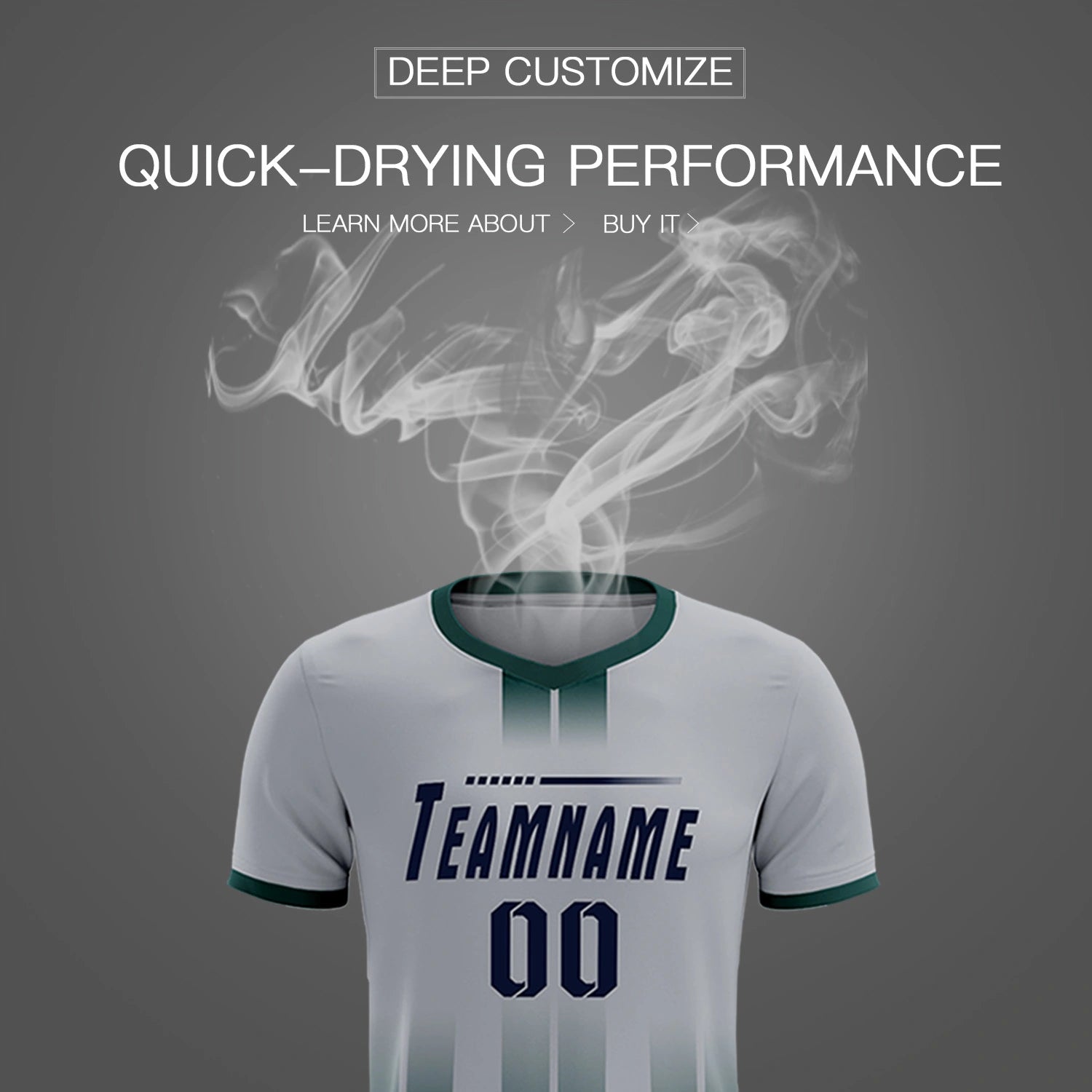 Custom Gray Midnight Green Vertical Training Uniform Soccer Sets Jersey