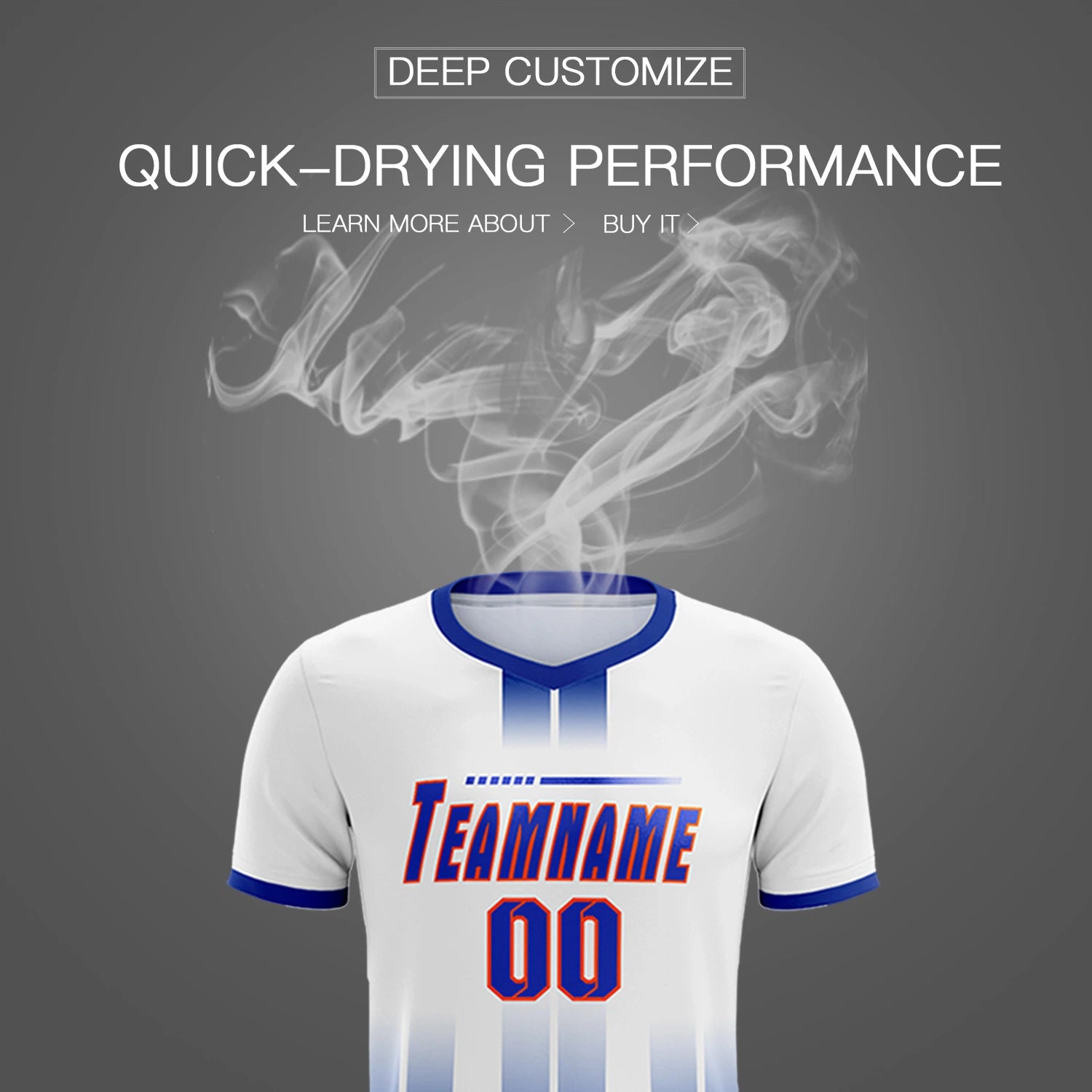 Custom White Royal Blue Vertical Training Uniform Soccer Sets Jersey