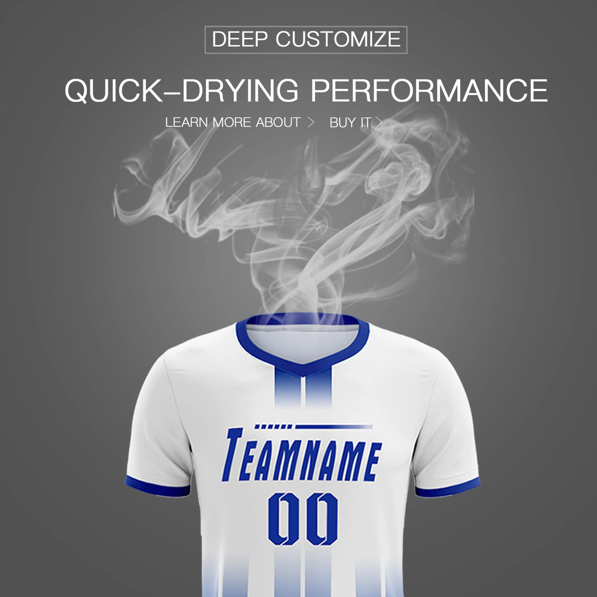 Custom White Royal Blue Vertical Training Uniform Soccer Sets Jersey