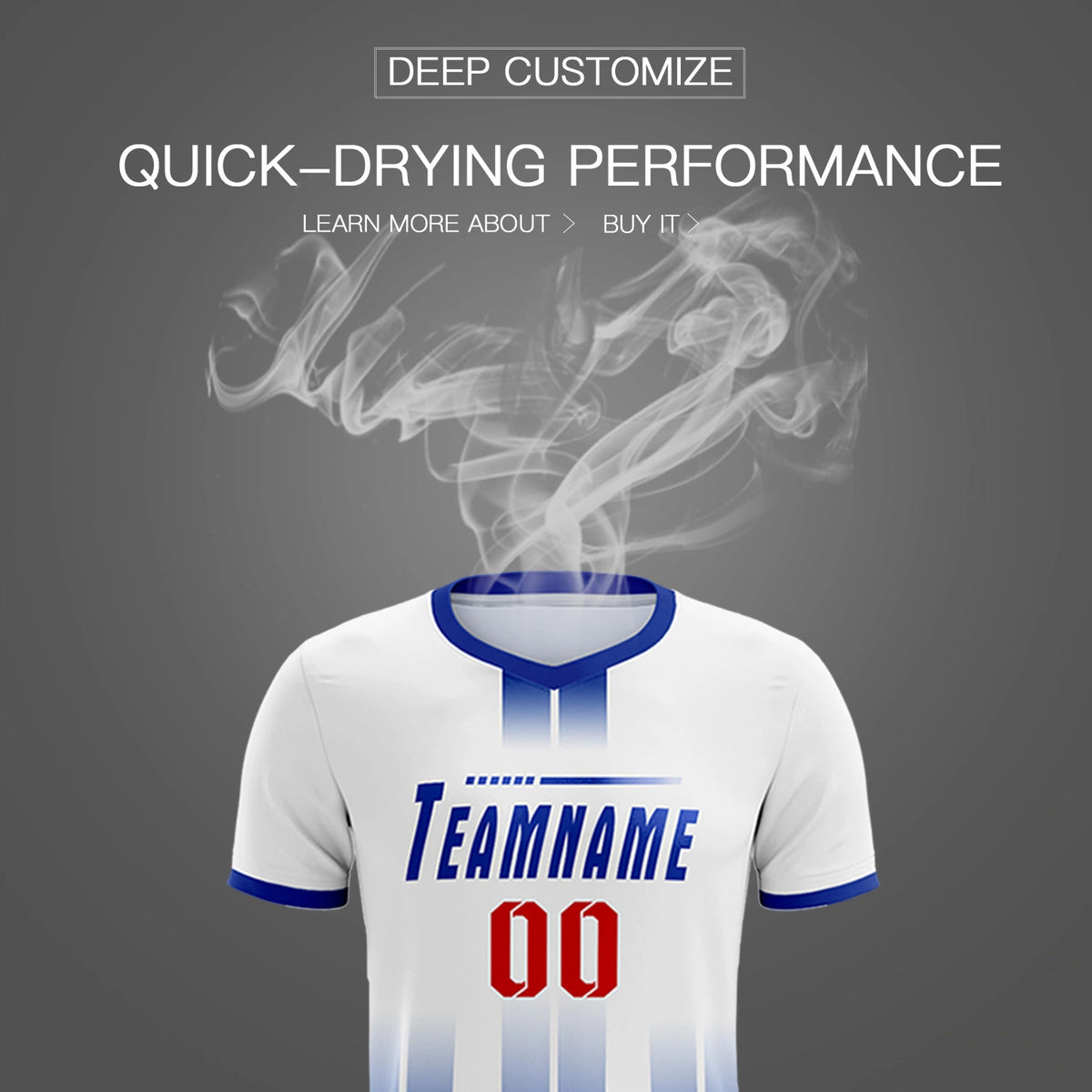Custom White Royal Blue Vertical Training Uniform Soccer Sets Jersey