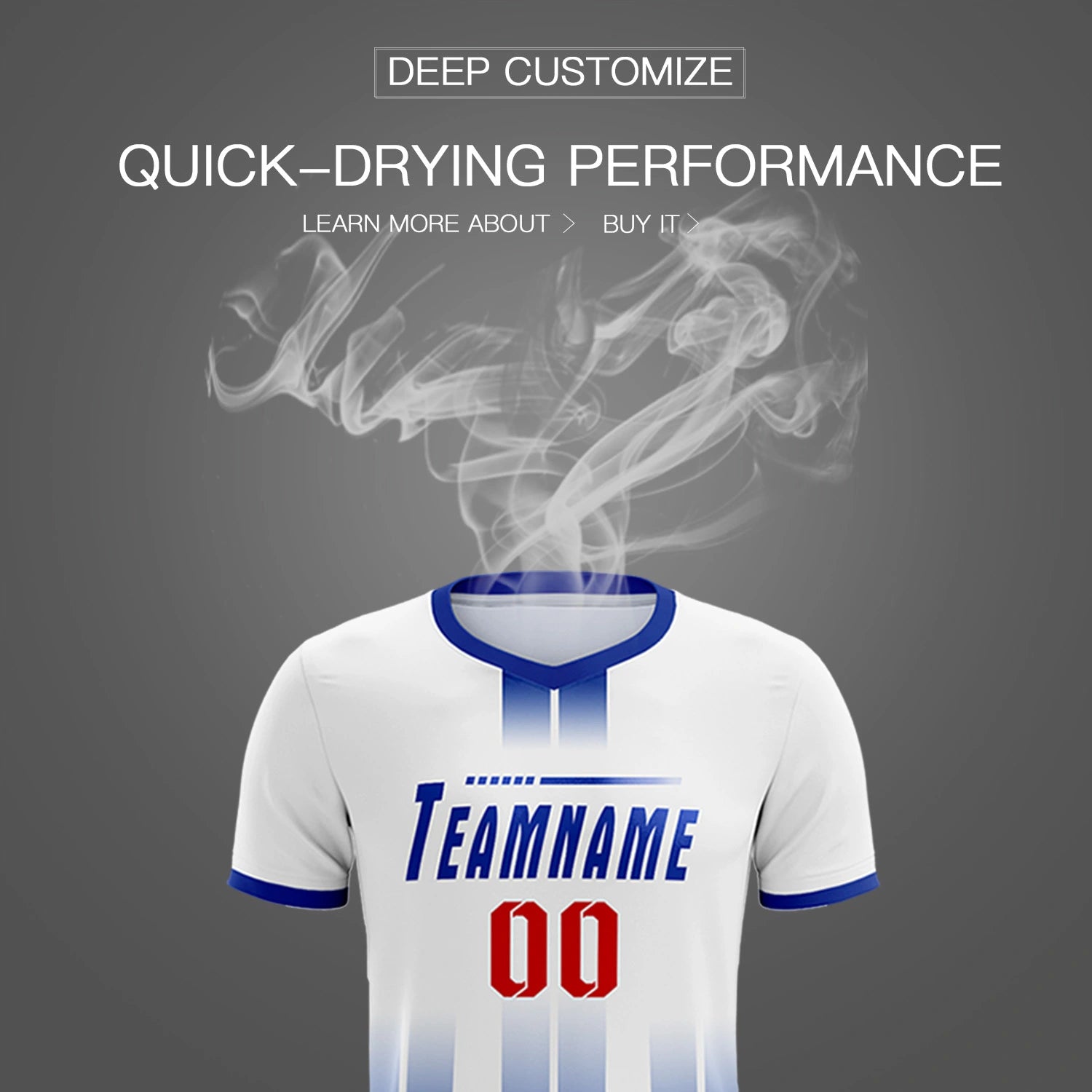 Custom White Royal Blue Vertical Training Uniform Soccer Sets Jersey