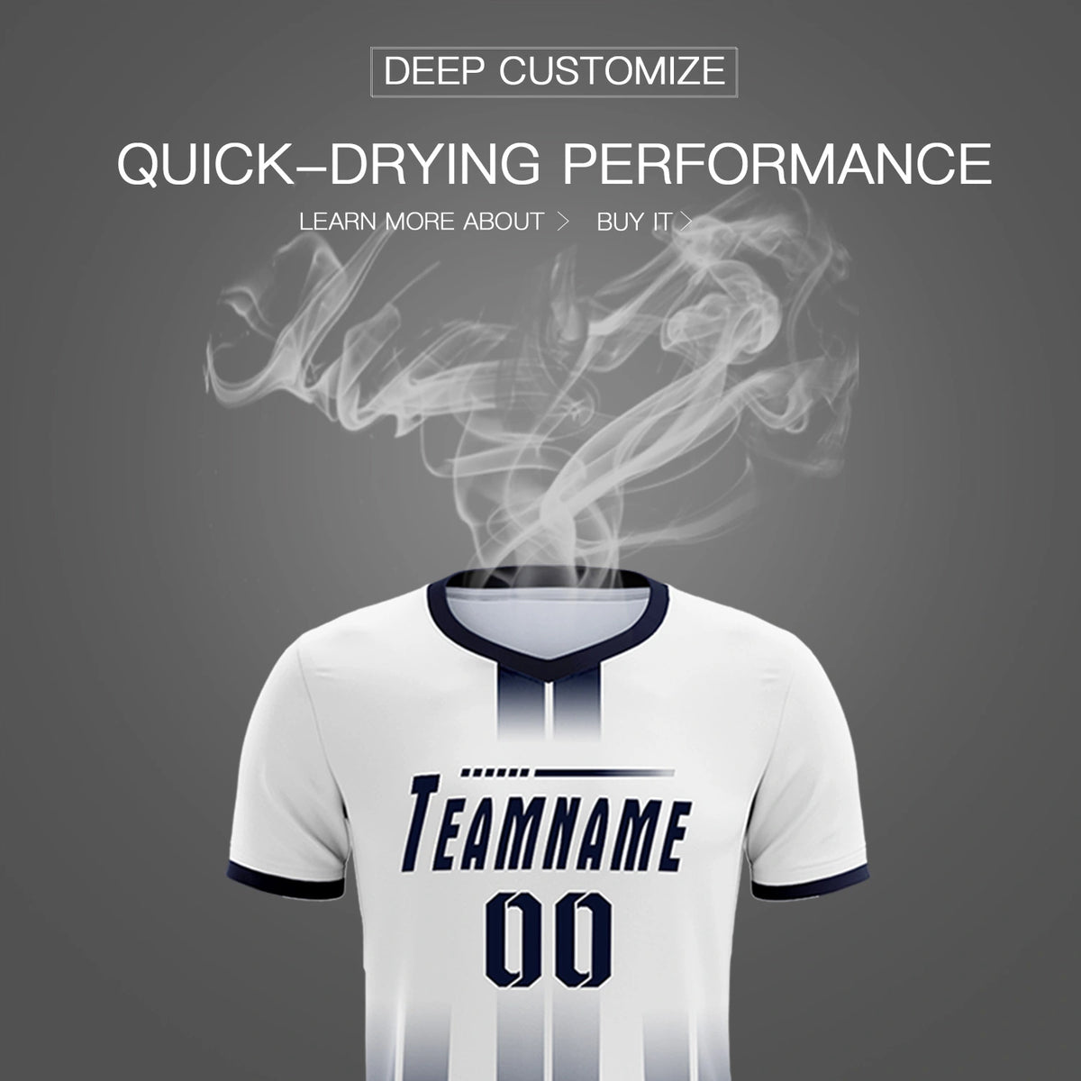 Custom White Navy Vertical Training Uniform Soccer Sets Jersey
