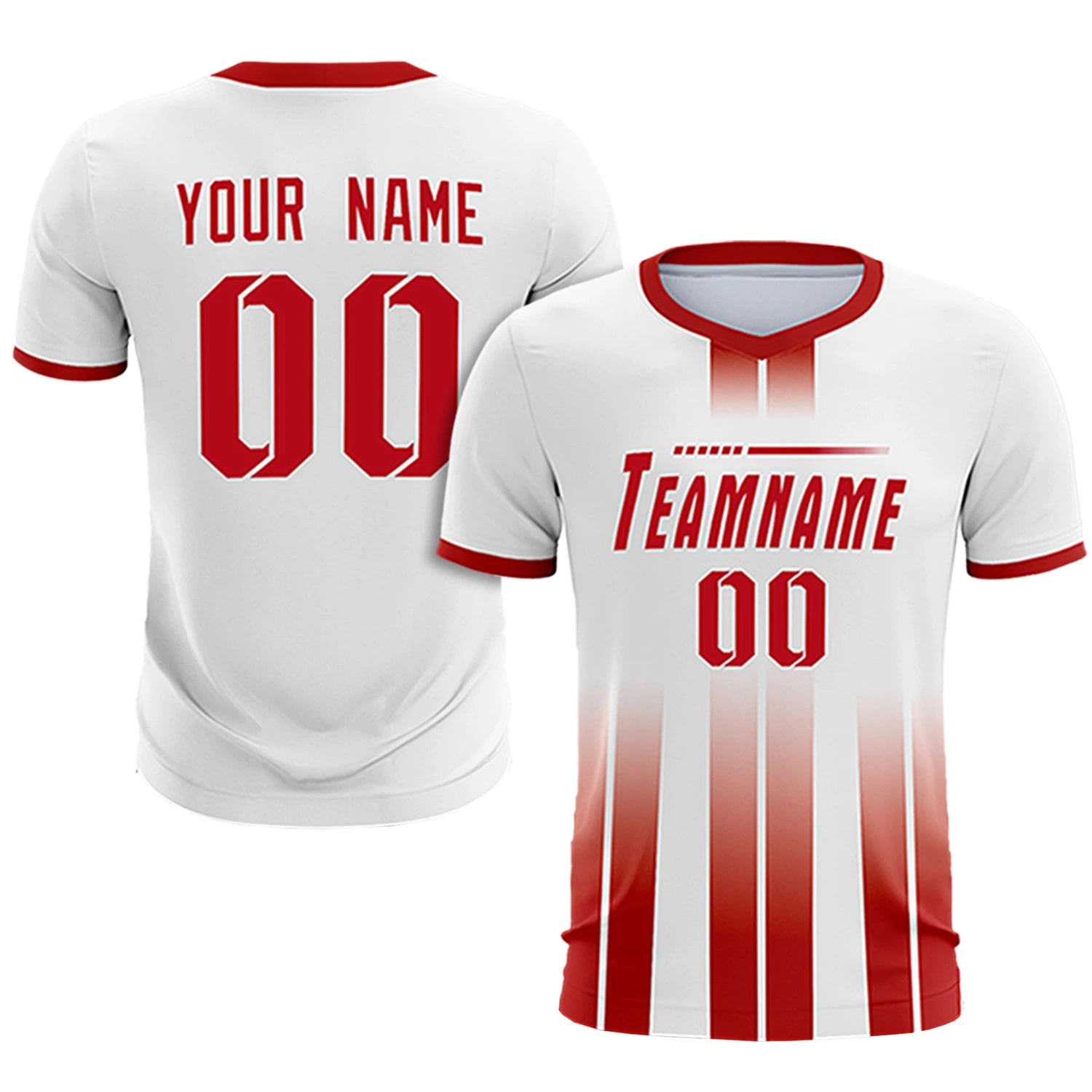 Custom White Red Vertical Training Uniform Soccer Sets Jersey