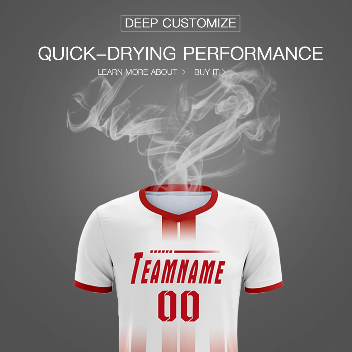 Custom White Red Vertical Training Uniform Soccer Sets Jersey