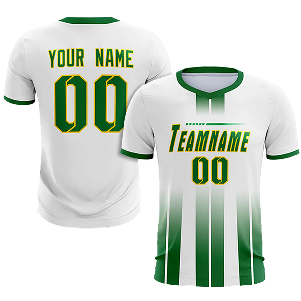 Custom White Kelly Green Vertical Training Uniform Soccer Sets Jersey