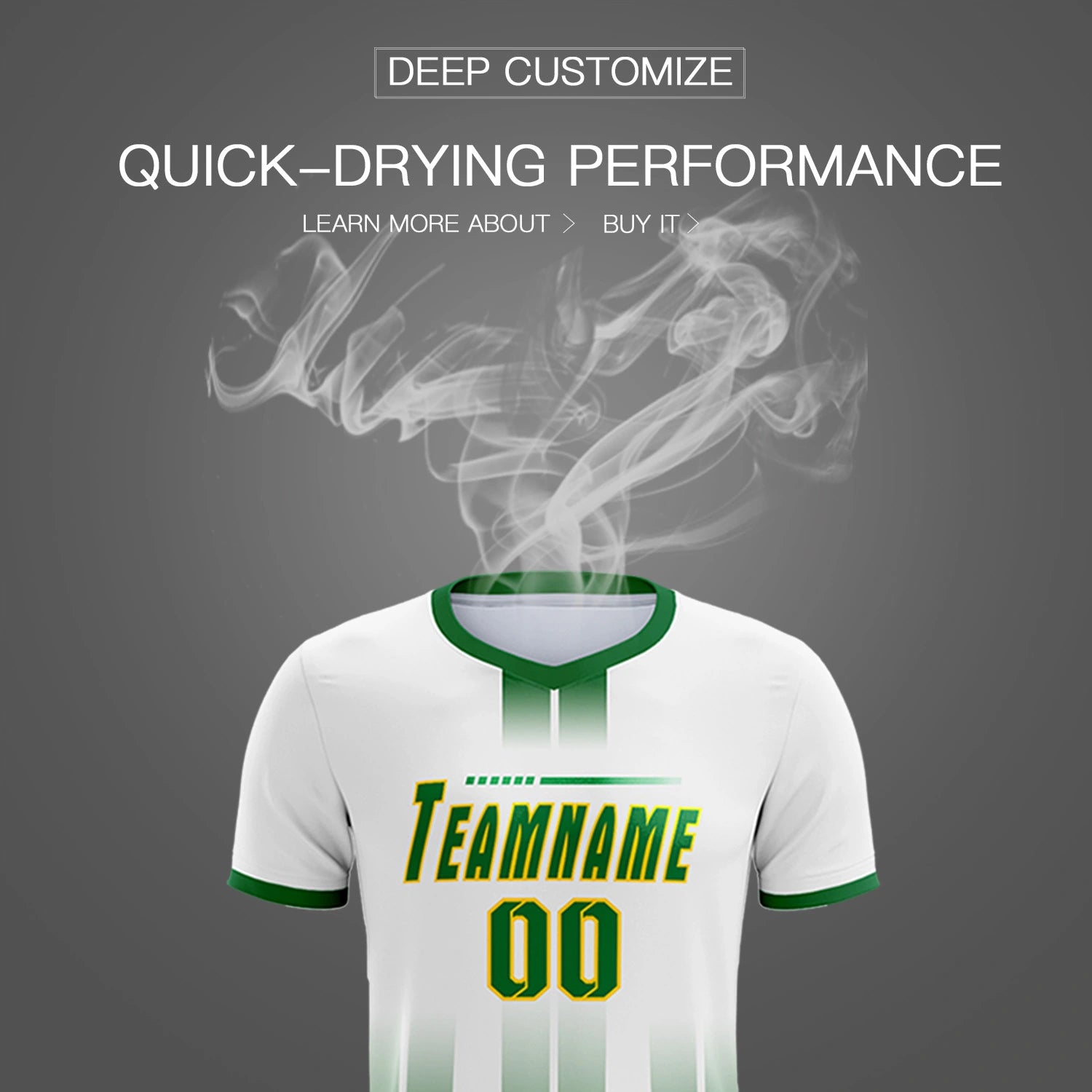 Custom White Kelly Green Vertical Training Uniform Soccer Sets Jersey