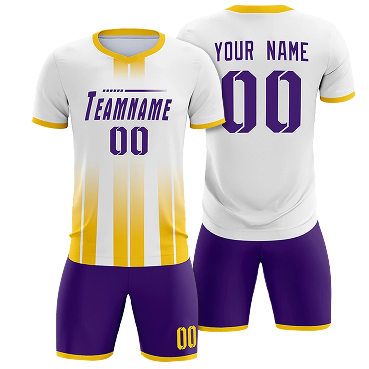 Custom White Gold01 Vertical Training Uniform Soccer Sets Jersey
