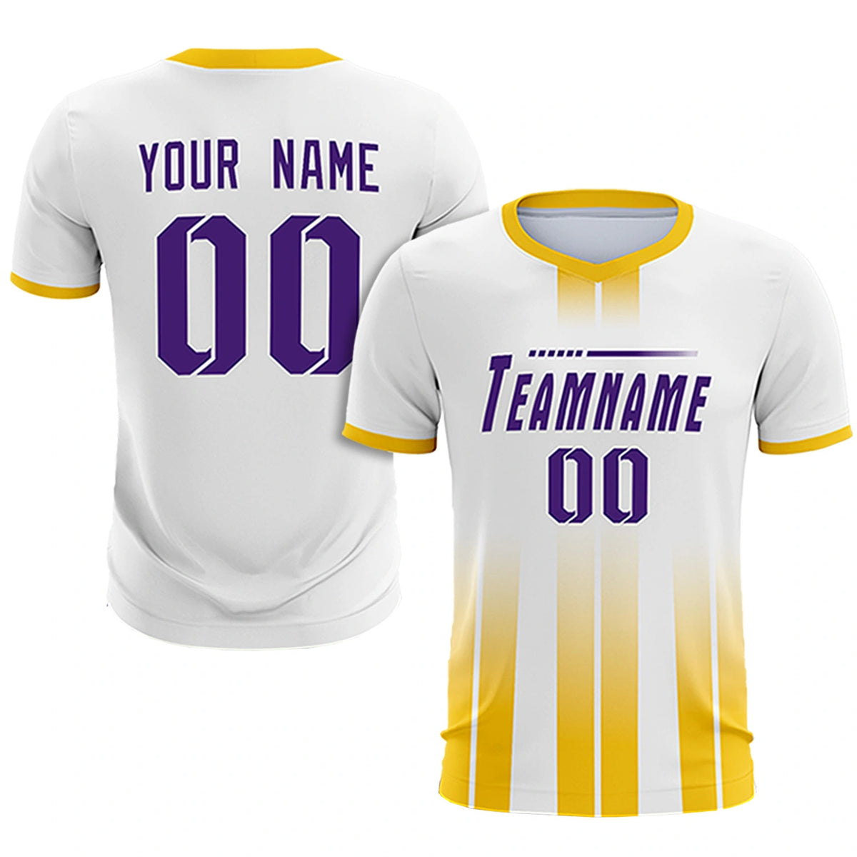 Custom White Gold01 Vertical Training Uniform Soccer Sets Jersey