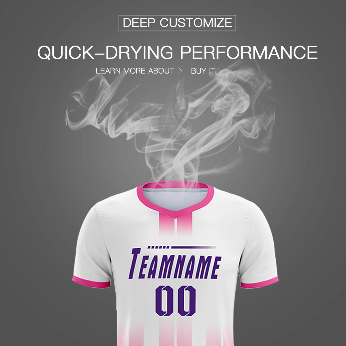 Custom White Pink Vertical Training Uniform Soccer Sets Jersey